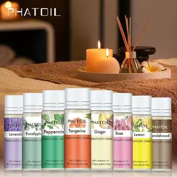 PHATOIL 3 шт. Жасмин Лаванда Роза Ваниль Эфирное масло Диффузор 15 мл Эвкалипт Корица Мята Сандал Чайное дерево Лимон DIY Фруктовые духи Fennel 2PCS