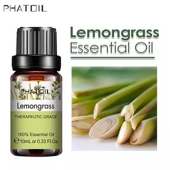 PHATOIL 5 мл/10 мл/15 мл/30 мл/100 мл чистое эфирное масло лемонграсса для воздуха, свежий уход, спа-массаж тела, купание, регулирование кожи, ароматическая свеча своими руками Lemongrass-5ml+Dropper