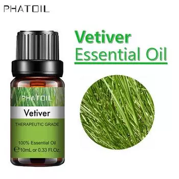 PHATOIL 5 мл/10 мл/15 мл/30 мл/100 мл Чистый растительный экстракт ветивера Эфирное масло для свежего воздуха Диффузор Ароматерапия Улучшение сна Спа-массаж тела Vetiver-5ml+Dropper