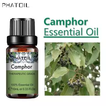 PHATOIL 5 мл/10 мл/15 мл/30 мл/100 мл Эфирные масла камфоры для диффузоров ароматерапии, массажа, ухода за кожей, релаксации, изготовления свечей и мыла своими руками Camphor-5ml+Dropper