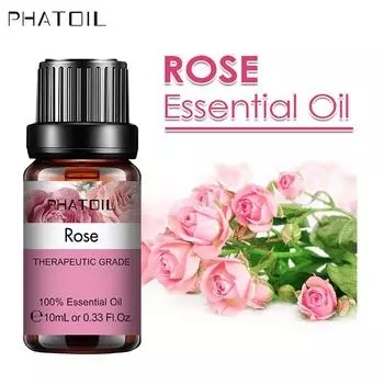 PHATOIL 5 мл/10 мл/15 мл/30 мл/100 мл чистое эфирное масло розы для освежителя воздуха, ароматерапии, ухода за кожей для купания, ароматы «сделай сам», свечи, цветочное ароматическое масло Rose-5ml+Dropper