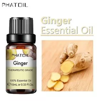 PHATOIL 5 мл/10 мл/15 мл/30 мл/100 мл чистое эфирное масло имбиря для роста волос, повышение иммунитета, увлажнитель, ароматерапия, водорастворимое масло Ginger-5ml+Dropper