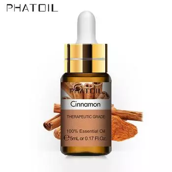 PHATOIL 5 мл чистое эфирное масло корицы с капельницей для спа-массажа, масляные горелки, увлажнители, очиститель воздуха, повышение иммунитета, улучшение пищеварения 1 PC