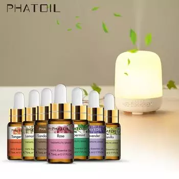 PHATOIL 5 мл Эфирное масло растения розы, жасмина, лаванды с капельницей. Очищает воздух. Бактерицидный спа-уход за телом. Ванильное эвкалиптовое масло чайного дерева. Sweet Orange