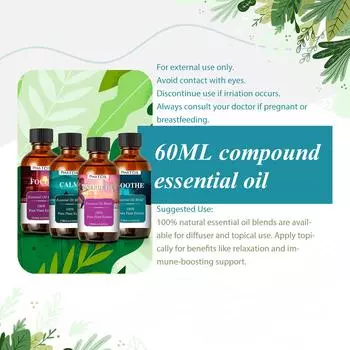 PHATOIL 60 мл Смесь эфирных масел от беспокойства, облегчения сна, легкого отпугивания комаров, чистые эфирные масла и масло-носитель для замедления роста волос Breathe Easy