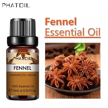 PHATOIL Чистое эфирное масло фенхеля для ароматерапевтических диффузоров, способствующее пищеварению, стерилизации, облегчению тела, 5 мл/10 мл/15 мл/30 мл/100 мл ароматическое масло Fennel-5ml+Dropper