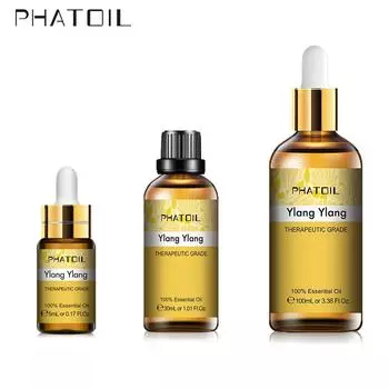 PHATOIL Эфирное масло растения иланг-иланг с капельницей для ухода за кожей при пониженном кровяном давлении СПА-массаж тела Натуральное ароматическое масло 5 мл/10 мл/30 мл/100 мл 1 PC