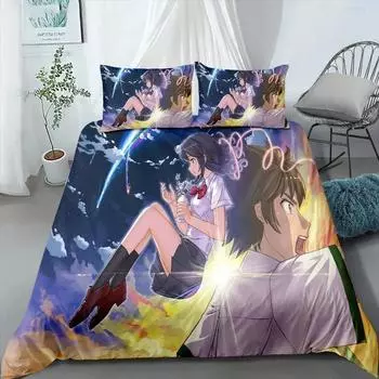 phechion Anime Your Name 3D Print Bedding Set Duvet Covers Pillowcases One Piece Comforter Bedding Sets Bedclothes Bed K214 70x133cm 2pcs