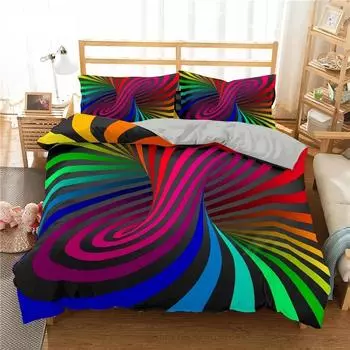 phechion Psychedelic 3D Print Bedding Set Duvet Covers Pillowcases One Piece Comforter Bedding Sets Bedclothes Bed Linen K269 EU single(135x200cm)
