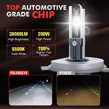 PhelensEye 38000LM Суперяркая светодиодная фара H4 9005 9006 H11 H7 200 Вт Высокая мощность для 99,9% автомобиля 6500K Белый H11