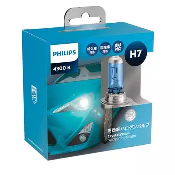 Philips Automotive Bulb Light Halogen Headlight H7 4300K 12V 55W Crystal Vision Compatible with Imported Pack of Vehicle Inspection Compatible PHILIPS