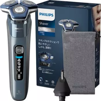 Philips Electric Shaver 7000 Series Электробритва для мужчин Вращающаяся ванна для бритья Ice Blue (45 лезвий, технология SkinIQ, можно мыть) S7882/16
