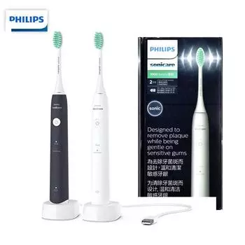 Philips HX2431 Электрическая зубная щетка PHILIPS Электрическая зубная щетка для взрослых Зубная щетка с звуковой волной и вибрацией Clean Power Brush 2 режима Бережная чистка Белый белый