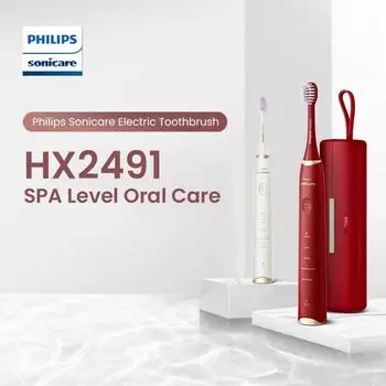 Philips HX2491 Электрическая зубная щетка Philips класса SPA для взрослых Звуковая волна Вибрация Очищение Осветление и защита десен с 5 режимами HX2491/02 белый
