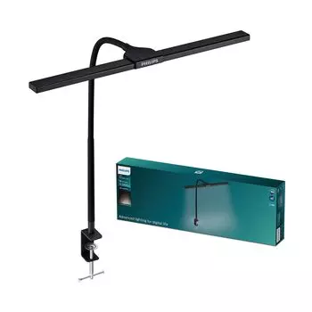 Philips Настольная лампа широкая модель Purepex DSK207 Philips Светодиодная настольная лампа 350 лм Ra90 Рабочий стол Стильный широкоугольный светильник с зажимом и плавной регулировкой яркости 3