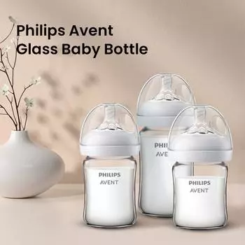 Philips New Avent Стеклянные бутылки с широким отверстием серии Natural Smooth PHPSCF67 125ml белый
