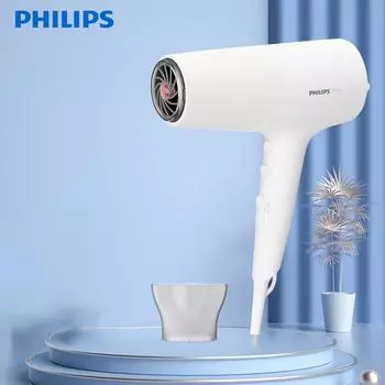 Philips (PHILIPS) Фен BHD500, 220 В, 40 миллионов отрицательных ионов, быстросохнущий, мощный, пушистый, с высоким краниальным верхом белый