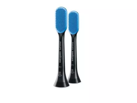 Philips Replacement Brush Sonicare Tongue Polishing Brush Head of Genuine Black (Set 2) HX8072/11