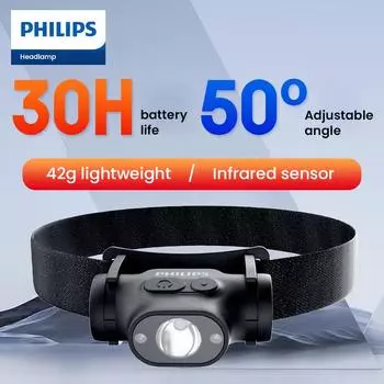 Philips SFL1851 Налобный фонарь с интеллектуальным датчиком, светодиодный фонарь для ночной рыбалки, яркий, перезаряжаемый, сверхъяркий, устанавливаемый на голову фонарь для дальних выстрелов SFL1851