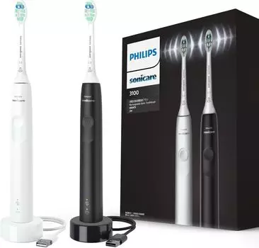 Philips Sonicare 3100 Series Electric Toothbrush Set of White (Lightweight/USB Rechargeable, 2) HX3675/24 белый