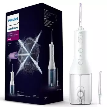 Philips Струйная мойка Sonicare Cordless Power Flosser 3000 Оральный ирригатор Тип Водяная струя Белый (X-образная шайба) HX3826/21