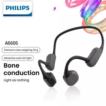 Philips TAA6606 Bluetooth-гарнитура с костной проводимостью Спортивная беспроводная гарнитура с холодным светом для ночного бега