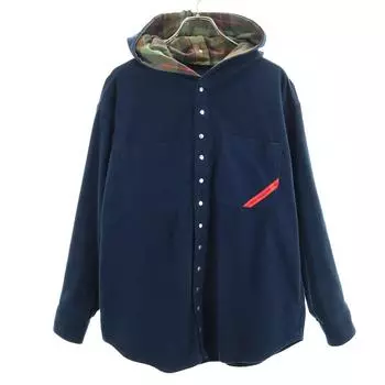 PHINGERIN made in Japan Long sleeve Hooded brushed cotton shirt M Navy Men s Used