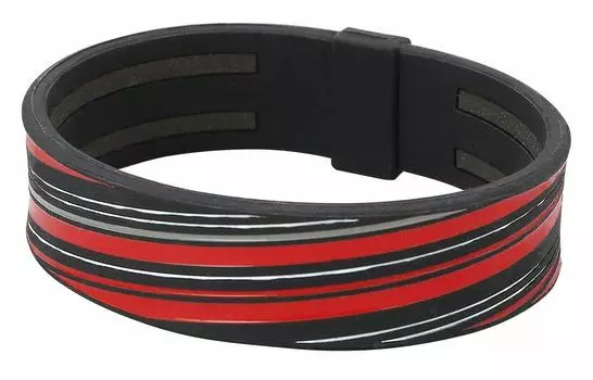 Phiten Браслет RAKUWA Bracelet S Silicone Slash Line 17 см черный/красный