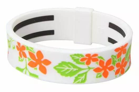 Phiten Браслет RAKUWA Браслет S Силиконовый цветочный дизайн 15 см Белый/Оранжевый