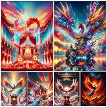 Phoenix 5DDIY Алмазная картина Пейзаж с животными Картина Полный квадрат/круглый ювелирный крест Вышитая мозаика Украшение для дома Full Round 20x30CM