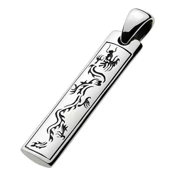 Phoenix Dragon Reversible Plate Pendant fp0150 [Figmart] [Silver Accessory]