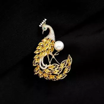 Phoenix Laiyi Premium Sense Crystal Brooch Freshwater Pearl Premium Temperament Women s Brooch Suit Sweater Peacock Pin