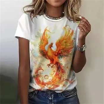 Phoenix Series 3D Printed Women s Casual Short Sleeved Women s T-shirt S