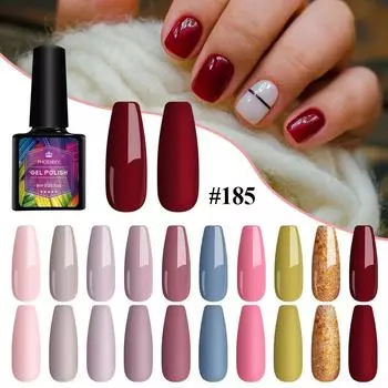 PHOENIXY 10 цветов 8 мл гель-лак для ногтей полуперманентный замачиваемый УФ-светодиодный лак для маникюра гель-лак для дизайна ногтей
