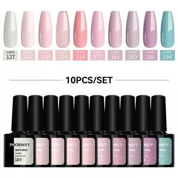 PHOENIXY 10 цветов водостойкий лак для ногтей с УФ и светодиодным гелем для замачивания для дизайна ногтей своими руками A05-N10CI