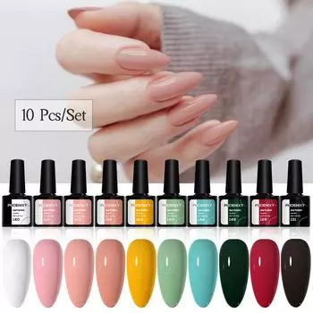 PHOENIXY 10 шт./набор многоцветных гель-лаков, набор блесток, полуперманентный УФ-гель-лак для ногтей, гибридный лак для ногтей, гель-лак для дизайна ногтей, маникюра set 4