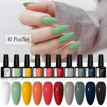 PHOENIXY 10 шт./набор многоцветных гель-лаков, набор блесток, полуперманентный УФ-гель-лак для ногтей, гибридный лак для ногтей, гель-лак для дизайна ногтей, маникюра set 1