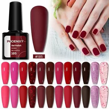 PHOENIXY 12 цветов 8 мл гель-лак для дизайна ногтей Краска для ногтей красный матовый быстросохнущий отмачиваемый УФ-светодиодный гель полуперманентные лаки DIY маникюрные косметические инструменты 12PCS