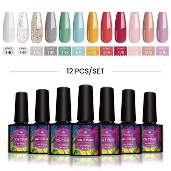 PHOENIXY, 12 цветов, набор гель-лаков для ногтей, набор гелей для замачивания с чистым цветом для дизайна ногтей, стартовый набор для начинающих, сделай сам, дома SET 1