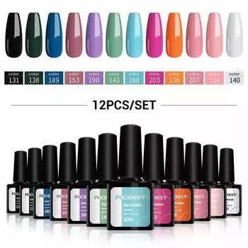 PHOENIXY 12 шт. гель-лак полуперманентный гель-лак для ногтей маникюр классический цветной гель-лак для ногтей грунтовка дизайн ногтей гибридный Gellak color 1