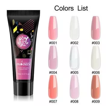 PHOENIXY 15 мл Набор полигелей для ногтей Желейный кристаллический гель для ногтей Акриловый УФ-светодиодный гель Полигель для ногтей