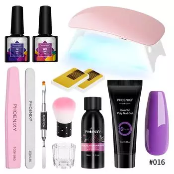PHOENIXY 15 мл поли УФ-гель для наращивания ногтей гель для дизайна ногтей гель-лак акриловый строитель маникюрный набор с УФ-светодиодной лампой гель для быстрого наращивания