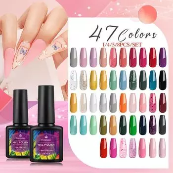 PHOENIXY 1/4/5/8 цветов 8 мл гель-лака для ногтей: Цвет ногтей с блестящим эффектом, УФ-гель-лак Soak Off, Полуперманентный УФ-гель-лак для дизайна ногтей 1pc