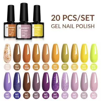 PHOENIXY 1 шт. 8 мл гель-лак для ногтей фиолетовый и желтый блестящие цвета полуперманентный замачиваемый УФ-светодиодный лак для маникюра гель-лак для дизайна ногтей color 1