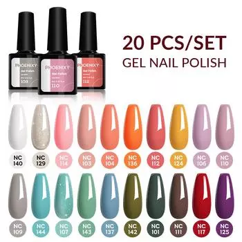PHOENIXY, 20 шт., набор гель-лаков для ногтей, маникюр и дизайн ногтей «сделай сам», подарки для домашнего салона для девочек