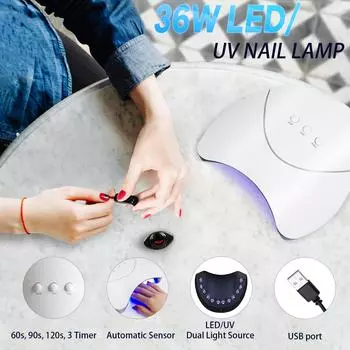 PHOENIXY 36 Вт светодиодная/УФ-лампа для ногтей 12 светодиодных ламп Бусины для сушки лака для ногтей Лампа для сушки ногтей Инструменты для ногтей Лампа для начинающих