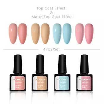 PHOENIXY 4 шт./лот 8 мл гель-лак для замачивания яркий для дизайна ногтей светодиодная/УФ-лампа несколько цветов SET 1