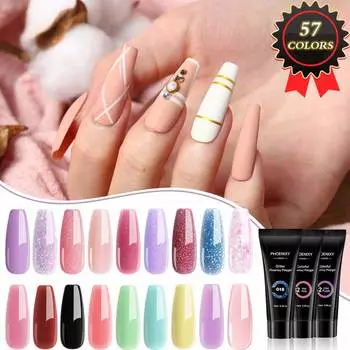 PHOENIXY 57 цветов, 15 мл, набор гелей для наращивания ногтей: Гель для ногтей Jelly Crystal, акриловый УФ-гель для ногтей и полигель для ногтей