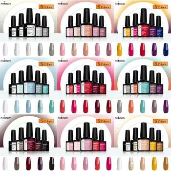 PHOENIXY, 5 шт./компл., гель-лак для ногтей Purea, долговечный цветной гель, набор, блестящий гель для ногтей, лак для ногтей для начинающих set 3