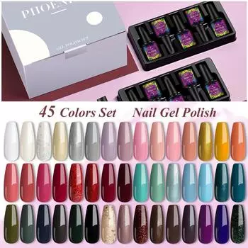 PHOENIXY 60 цветов гель-лак для ногтей розовый молочно-белый кружевной черный УФ-светодиодный полуперманентный гель-лак для дизайна ногтей лак 8 мл